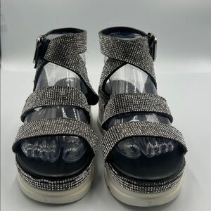 Zilla, Wang Elegant Silver Women's Platform Sandals size 6 1/2